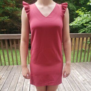 Pink LOFT cocktail dress ruffle sleeve